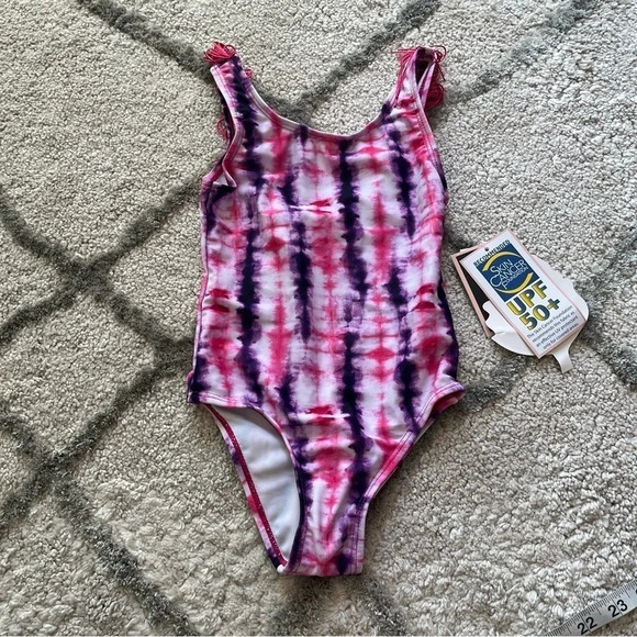 Andy and Evan tie dye fringe one piece bathing suit upf 50 purple pink new 4T - Picture 1 of 8